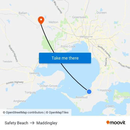 Safety Beach to Maddingley map