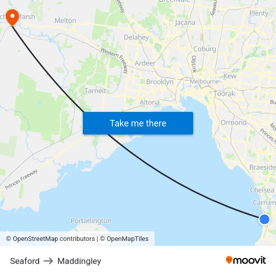Seaford to Maddingley map
