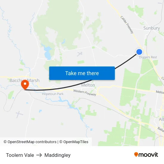 Toolern Vale to Maddingley map