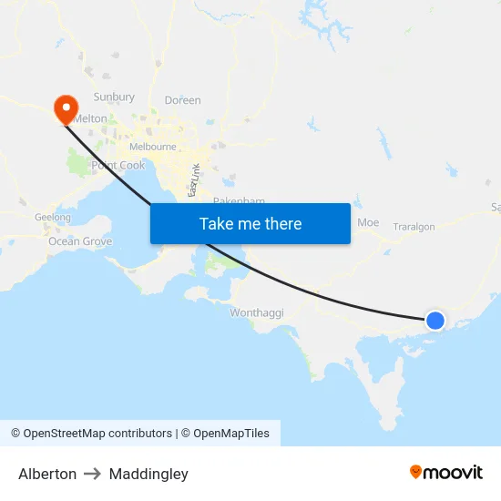 Alberton to Maddingley map