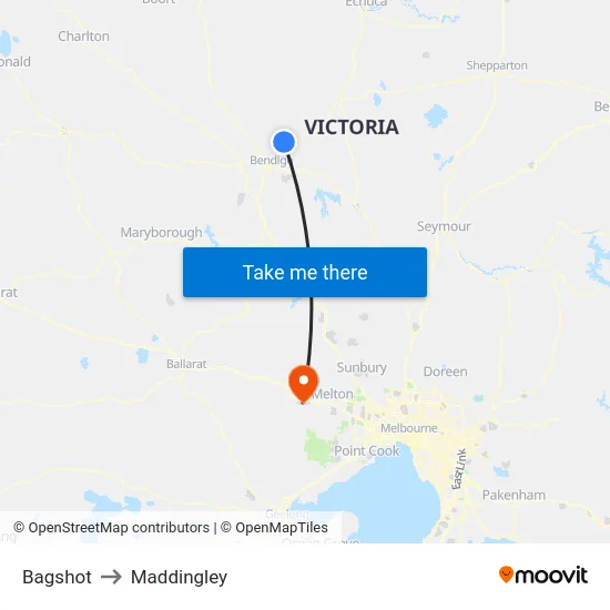 Bagshot to Maddingley map