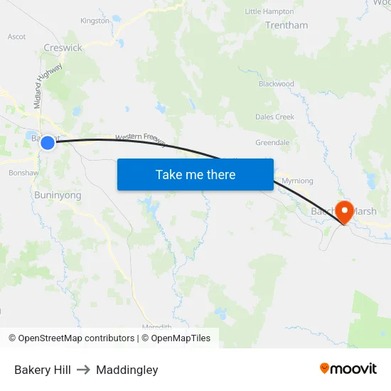 Bakery Hill to Maddingley map