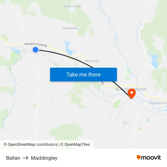 Ballan to Maddingley map