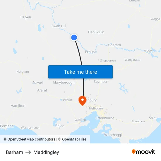 Barham to Maddingley map