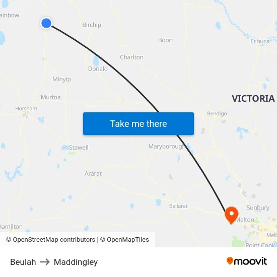 Beulah to Maddingley map