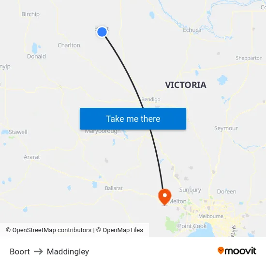 Boort to Maddingley map