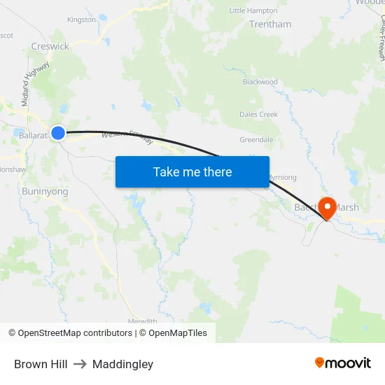 Brown Hill to Maddingley map