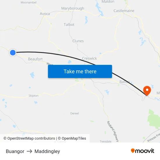 Buangor to Maddingley map