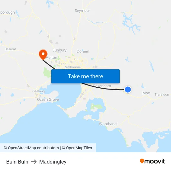 Buln Buln to Maddingley map