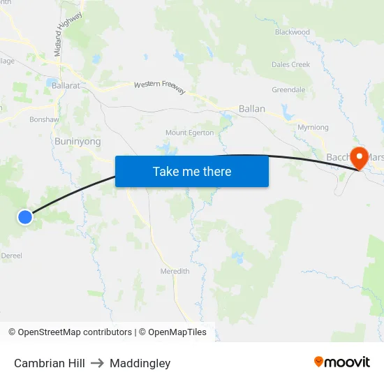 Cambrian Hill to Maddingley map