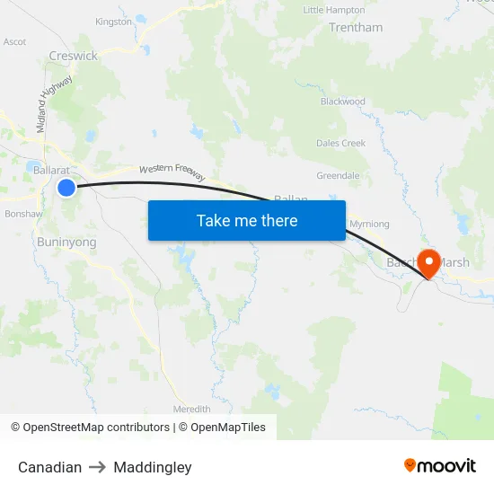 Canadian to Maddingley map