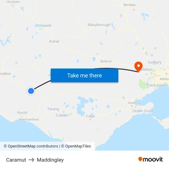 Caramut to Maddingley map