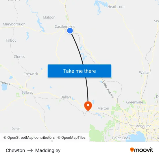 Chewton to Maddingley map