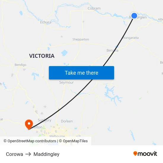 Corowa to Maddingley map