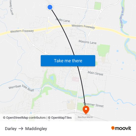 Darley to Maddingley map