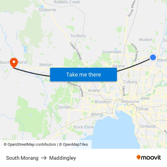 South Morang to Maddingley map
