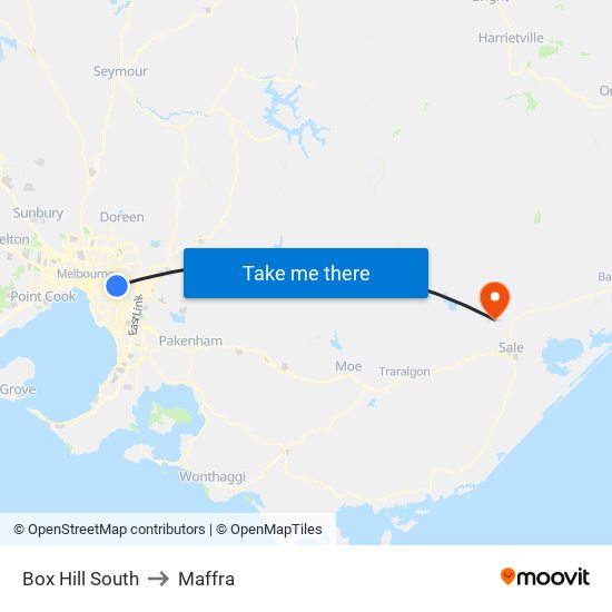 Box Hill South to Maffra map