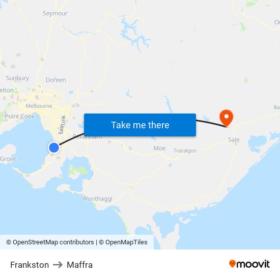 Frankston to Maffra map