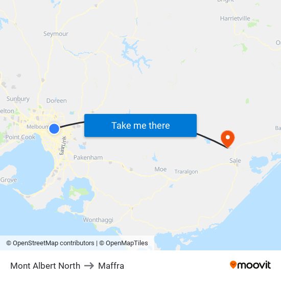 Mont Albert North to Maffra map