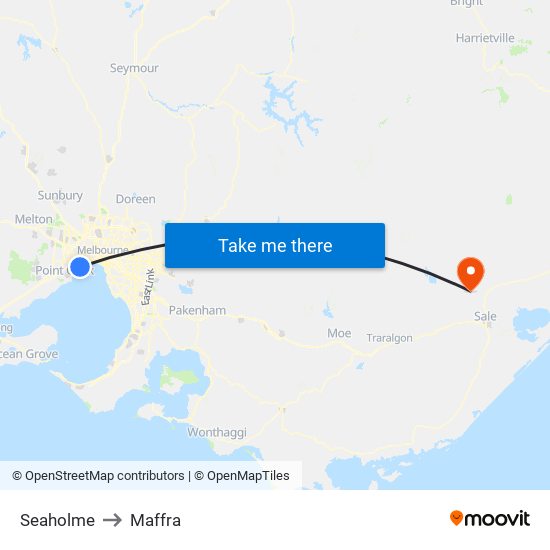 Seaholme to Maffra map