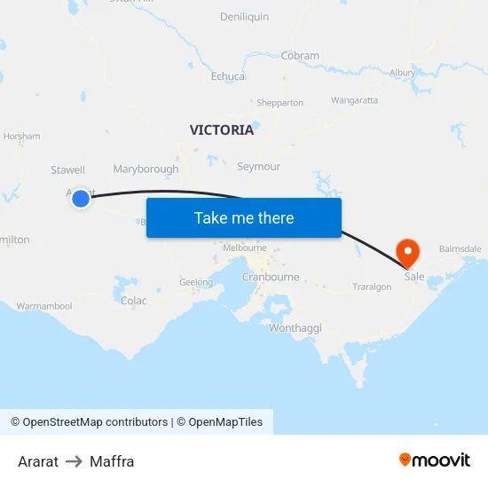 Ararat to Maffra map