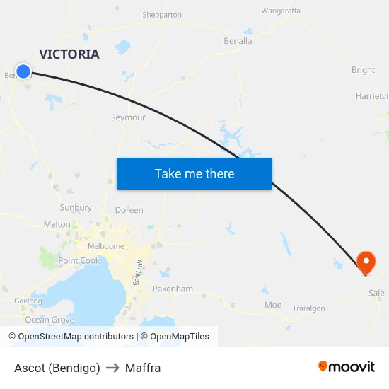 Ascot (Bendigo) to Maffra map
