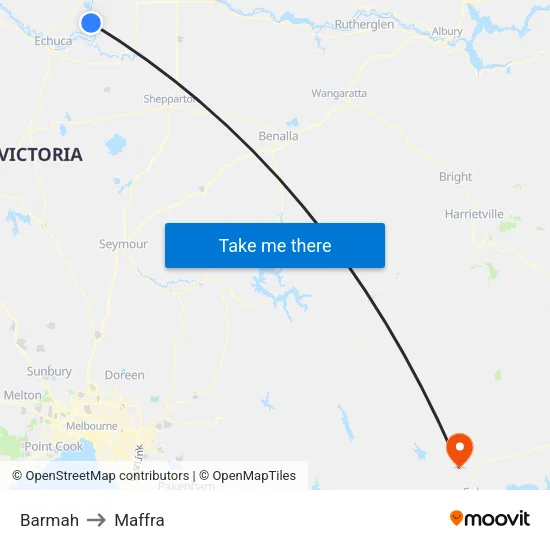 Barmah to Maffra map