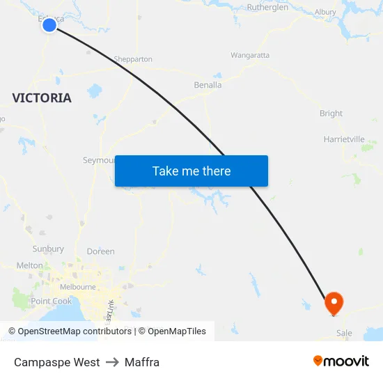 Campaspe West to Maffra map