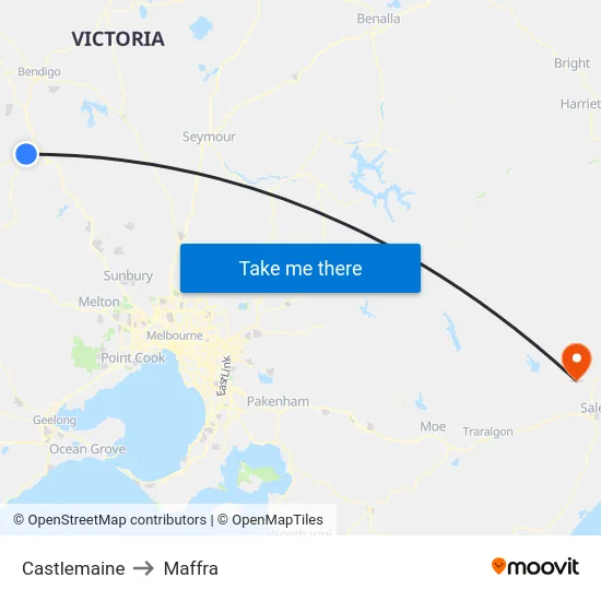 Castlemaine to Maffra map