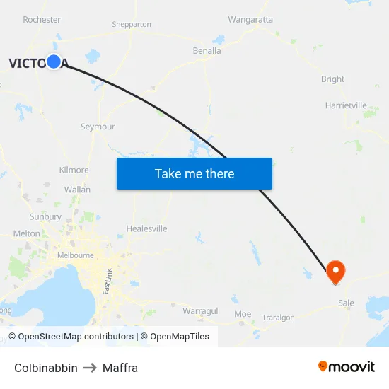 Colbinabbin to Maffra map