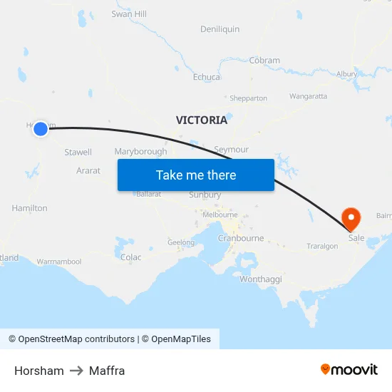 Horsham to Maffra map