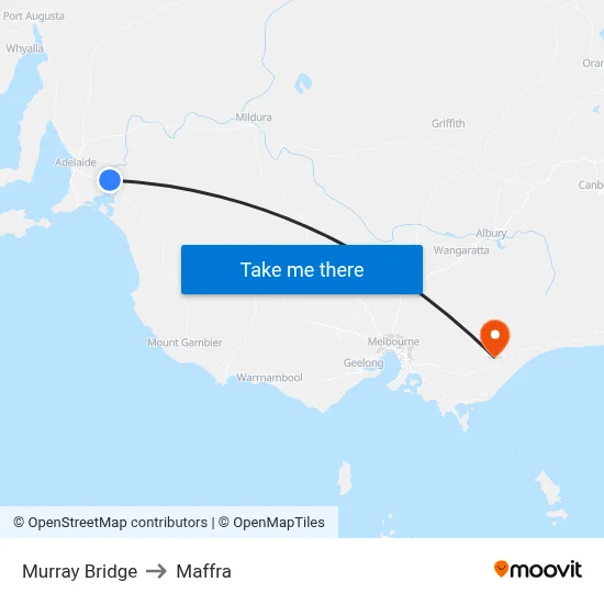 Murray Bridge to Maffra map