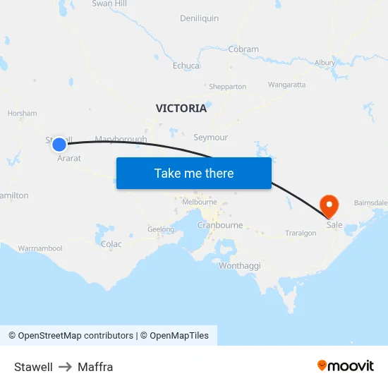 Stawell to Maffra map