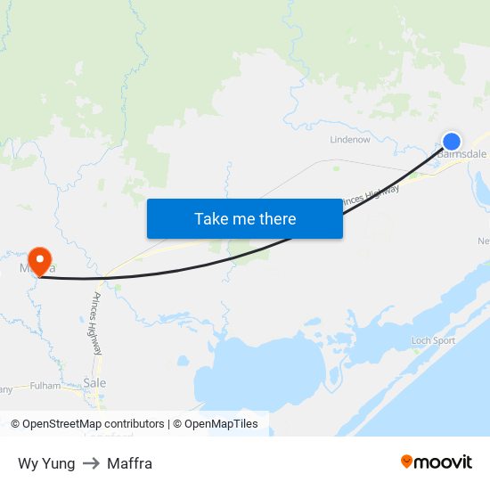 Wy Yung to Maffra map