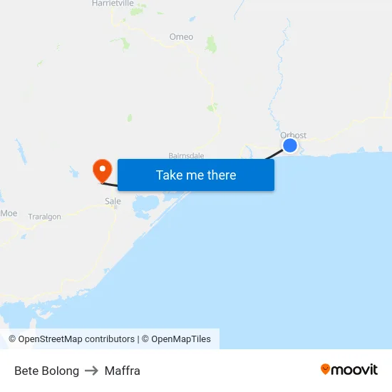 Bete Bolong to Maffra map