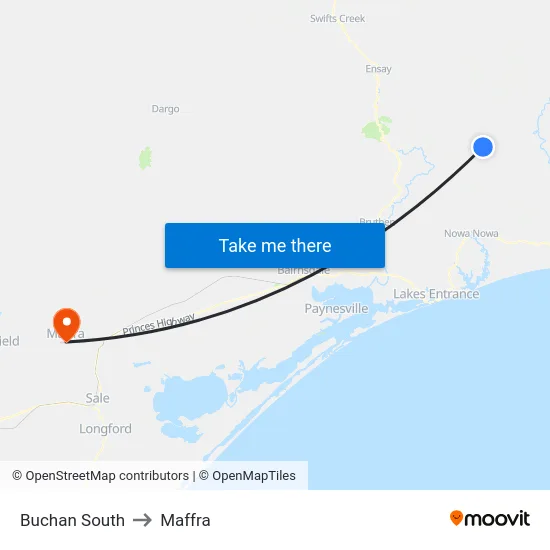 Buchan South to Maffra map