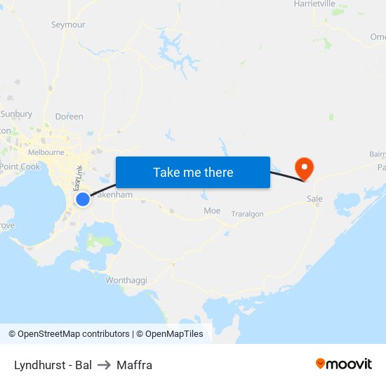 Lyndhurst - Bal to Maffra map