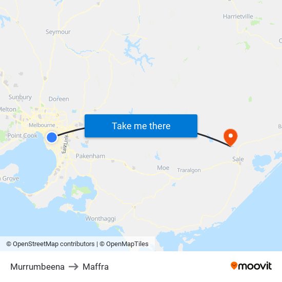 Murrumbeena to Maffra map