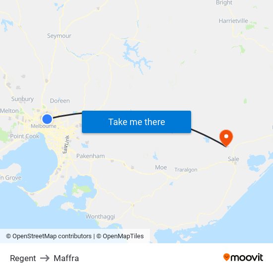 Regent to Maffra map