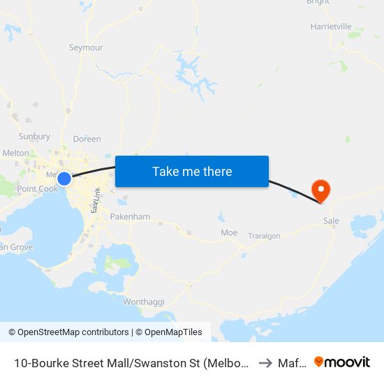10-Bourke Street Mall/Swanston St (Melbourne City) to Maffra map