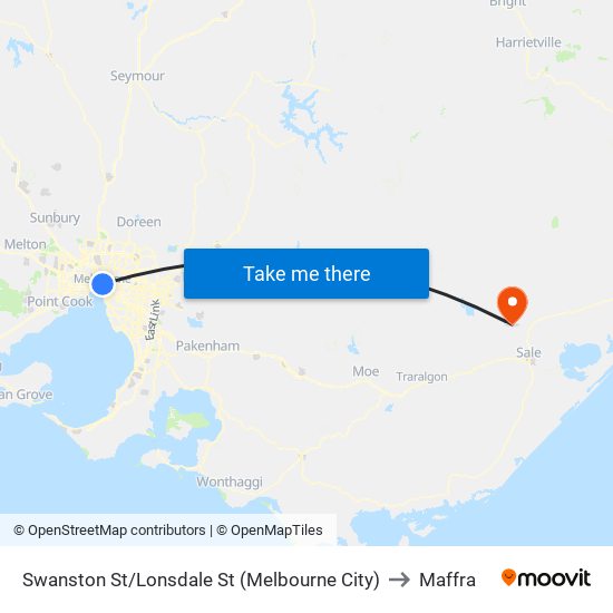 Swanston St/Lonsdale St (Melbourne City) to Maffra map