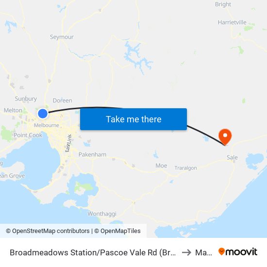 Broadmeadows Station/Pascoe Vale Rd (Broadmeadows) to Maffra map