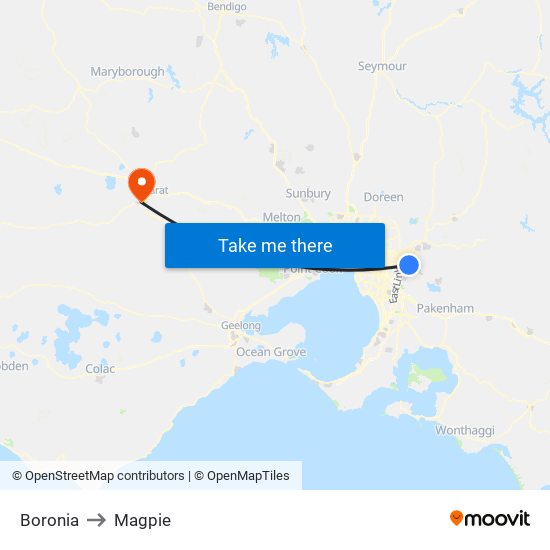 Boronia to Magpie map