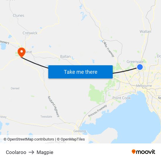 Coolaroo to Magpie map