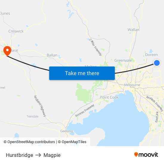 Hurstbridge to Magpie map