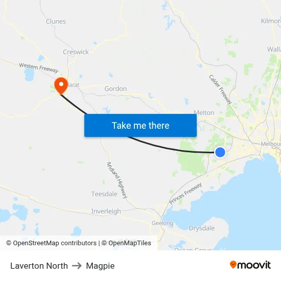 Laverton North to Magpie map