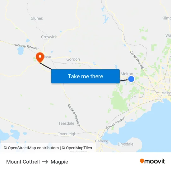 Mount Cottrell to Magpie map