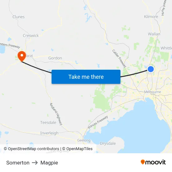 Somerton to Magpie map