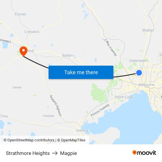 Strathmore Heights to Magpie map