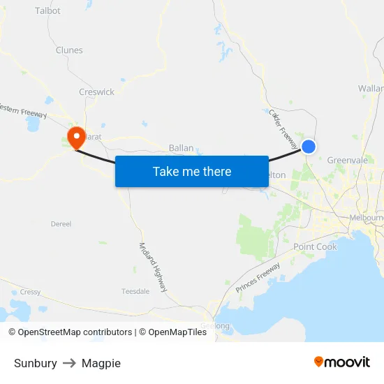 Sunbury to Magpie map